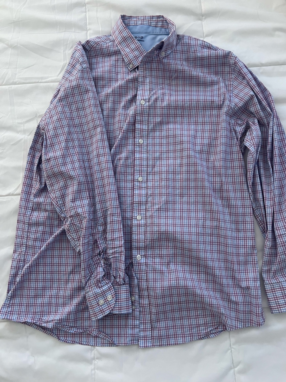 Izod Men's Blue and Purple Plaid Dress Shirt